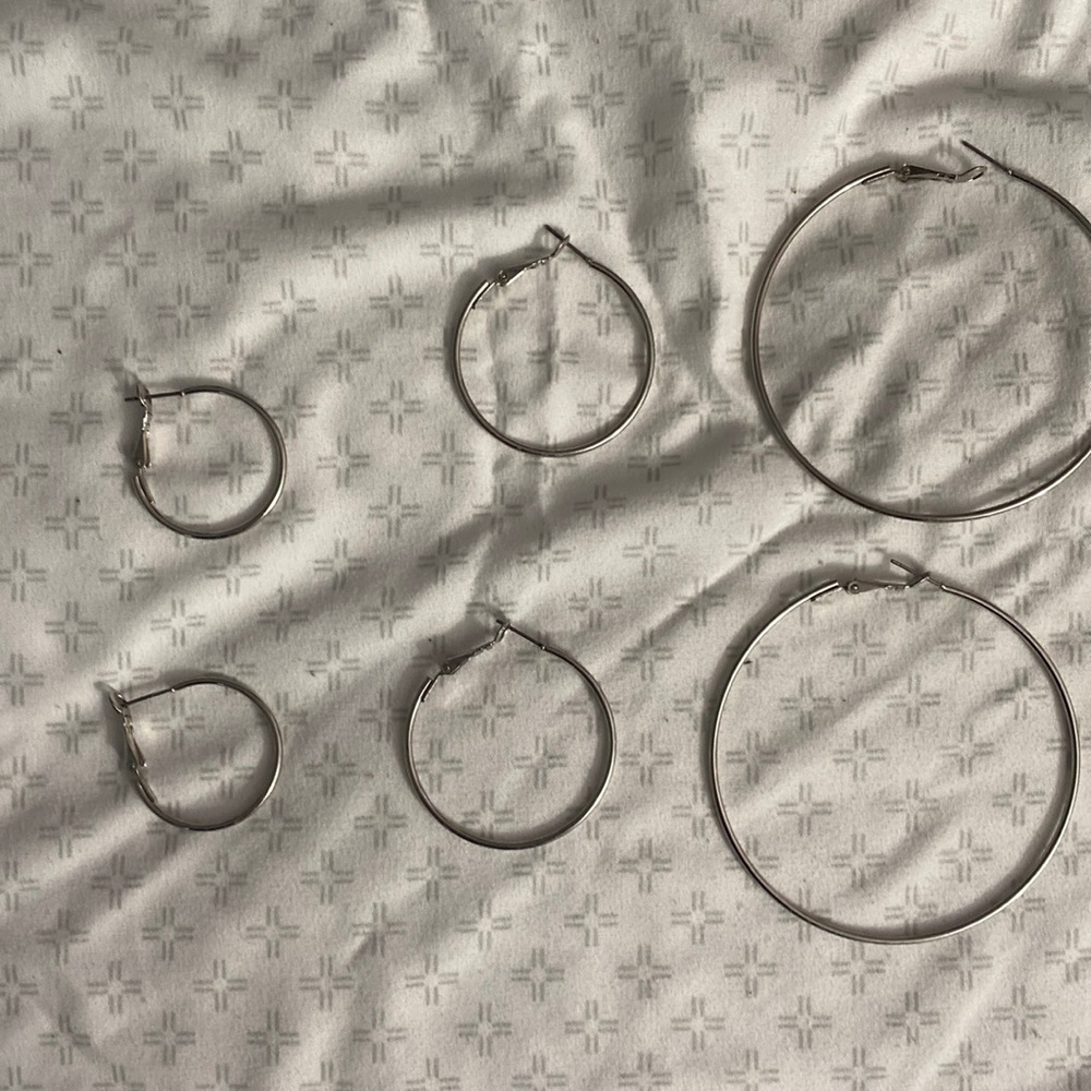 Silver hoop earring set